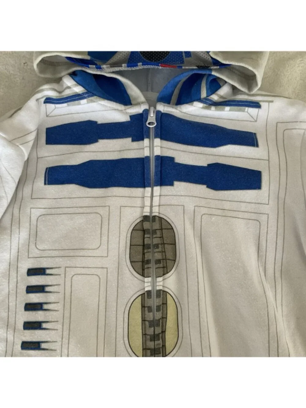 Star Wars R2-D2 Children’s Zip Up Hoodie Sweatshirt White Sz 7-8 Medium Disney